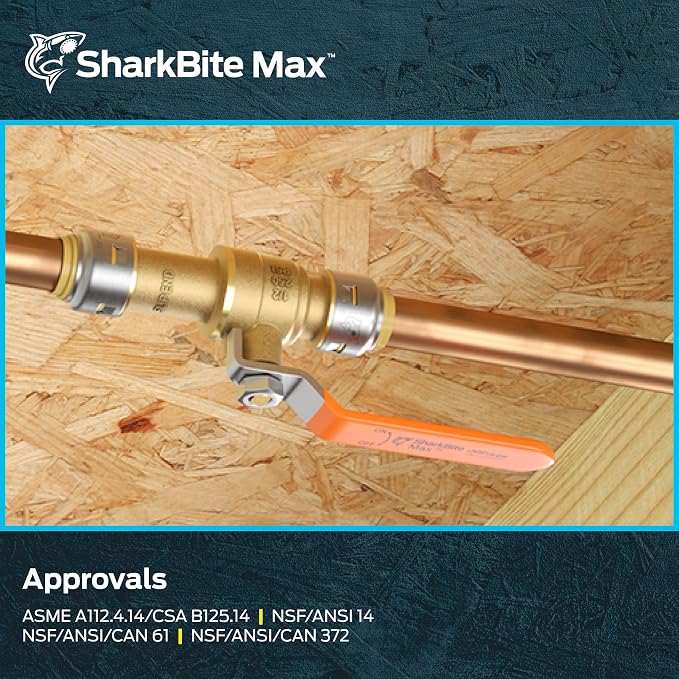 SharkBite Max 3/4 Inch Slip Ball Valve, Push to Connect Brass Plumbing Fitting - Image 6