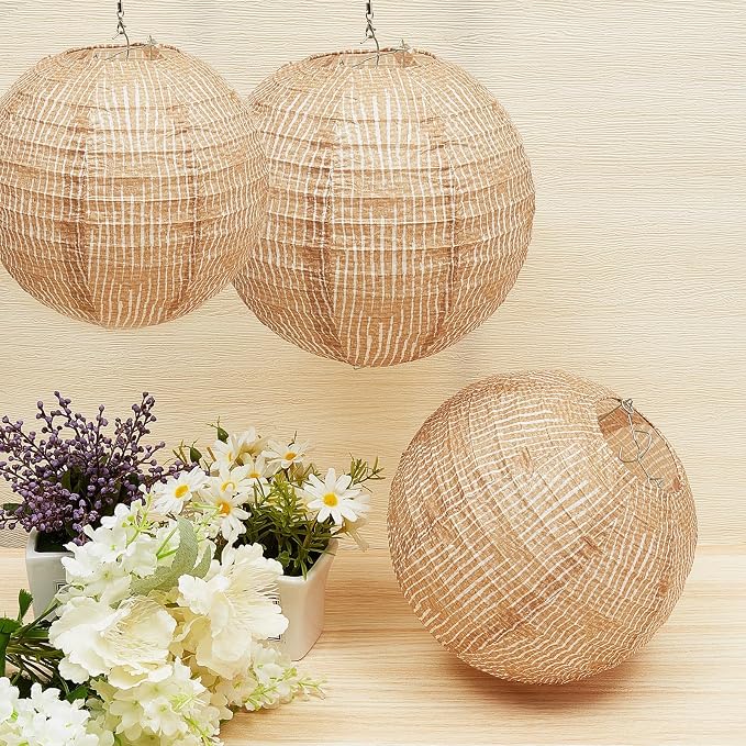 6 Pcs Print Burlap Paper Lanterns Classroom Decor, 10/12 Inch | Boho Hanging - Image 4