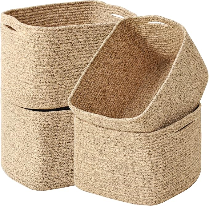 ICERZCZ Storage Baskets for Organizing & Shelves, Woven Cotton Rope by ICERZCZ