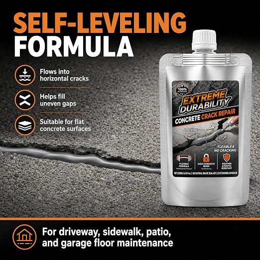 Concrete Crack Filler, 200ML Self Leveling Gray Repair Kit - Image 5