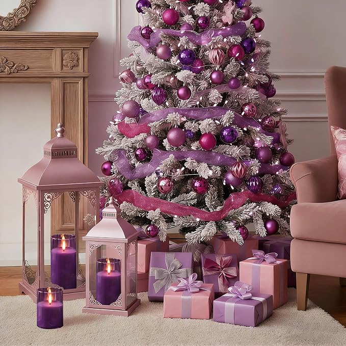 Homemory Purple Glass Flameless Candles, Real Wax, Remote Timer, 3 Pack | - Image 8