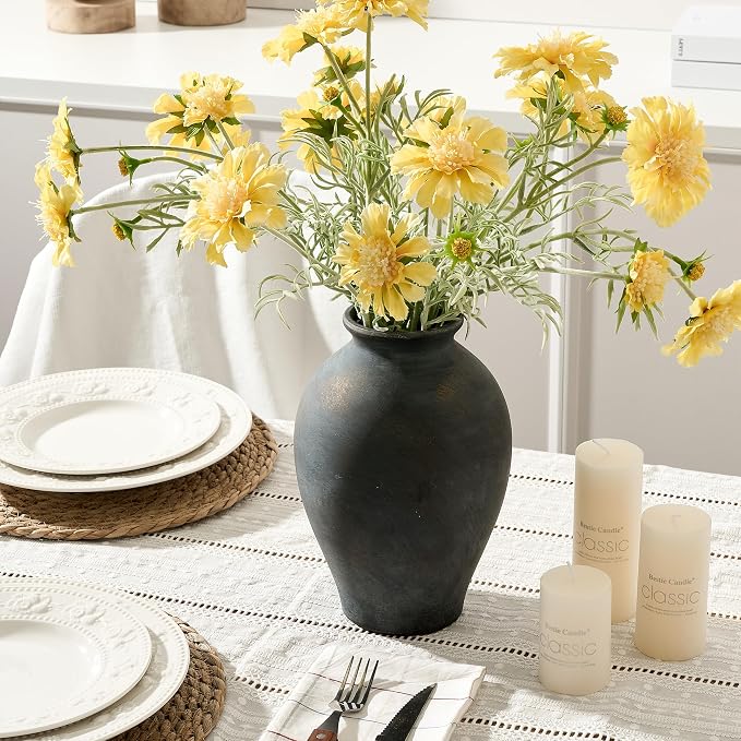 SIDUCAL Ceramic Vintage Flower Vase | 9 Inch Large Pottery Rustic Farmhouse - Image 5