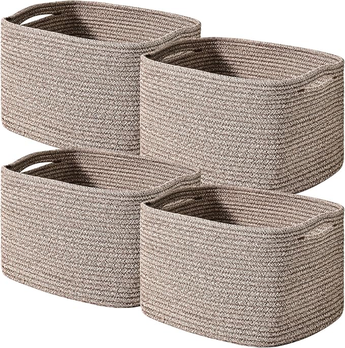 ICERZCZ Storage Baskets for Shelves Organizing, Woven Cotton Rope Baskets for by ICERZCZ