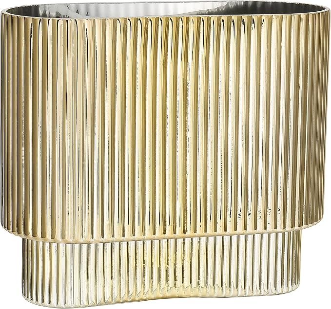 Ribbed Vase, Modern Vases for Living Room, Dining Table, 7 Inch by YANWE