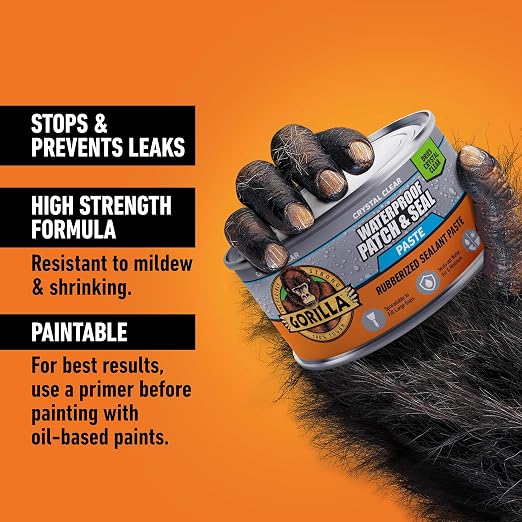 Gorilla Waterproof Patch & Seal Rubberized Sealant Paste, 12.8 oz Can | Stops - Image 2