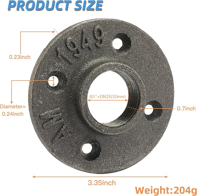 1" Heavy Duty Floor Flange, 40 Pack Malleable iron Pipe Flange - Image 2