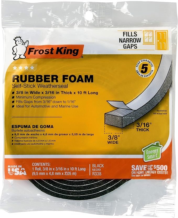 Frost King R338H Self-Stick Rubber Foam Weatherseal by Thermwell+Products+Co.%2C+Inc