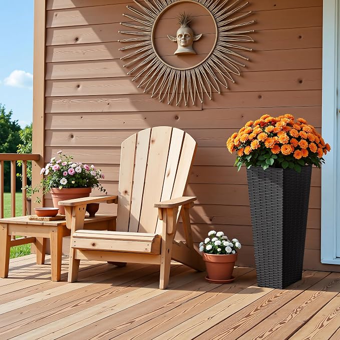 Devoko Resin 23.6'' Tall Planters Set of 2, Large Taper Outdoor Planter | - Image 5
