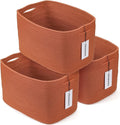 XUANGUO Woven Cotton Rope Storage Baskets 15x10x9.3" 3 Pack Rust | Decorative by XUANGUO