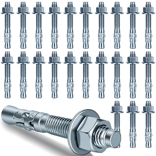 1/2 x 3-3/4 in Wedge Anchors 24 pcs Galvanized Concrete Anchors | Concrete by Unknown