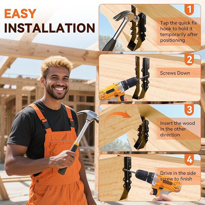 50 Pcs Black 2x10 Joist Hanger, LU210 18 Gauge Double Shear Face Mount Joist - Image 3
