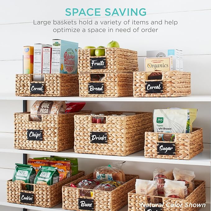 Best Choice Products Pantry Baskets Set of 2 16x12in Water Hyacinth Storage - Image 4