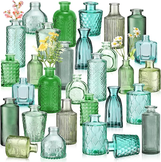 Yaomiao 30 Pcs Glass Bud Vases Centerpieces, Mini Colored Flower Vase by Yaomiao