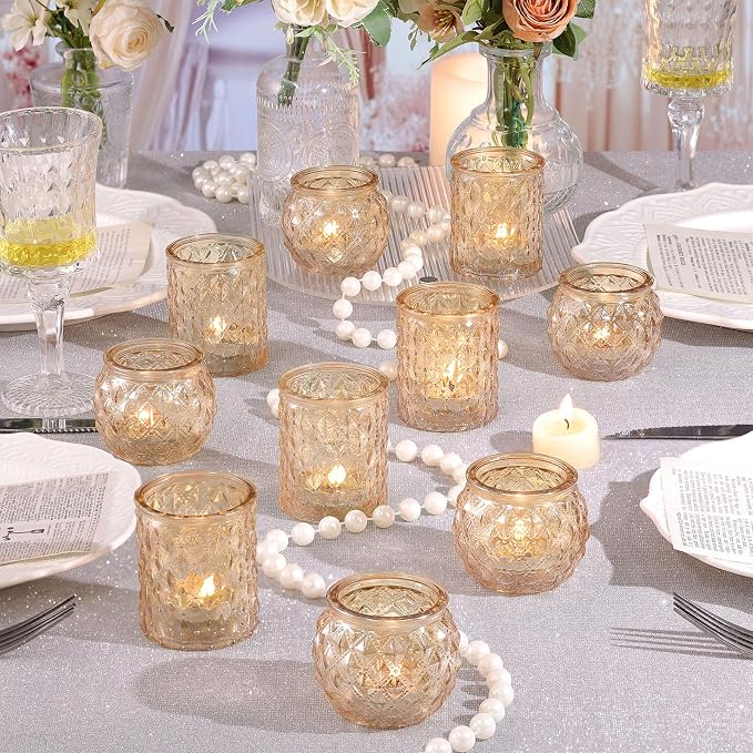 NITIME 12Pcs Assorted Gold Votive Candle Holders, Tea Light Candle Holder - Image 5