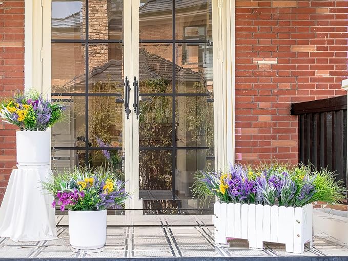 25PCS Artificial Plants Outdoor, Faux Lavender Flower Greenery Stem Outside | - Image 5