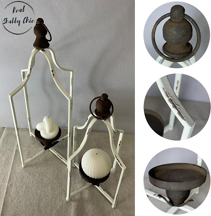12.5" & 16.5" Timeless Cozy Decorative Lanterns Set of 2, Handcrafted Metal - Image 4