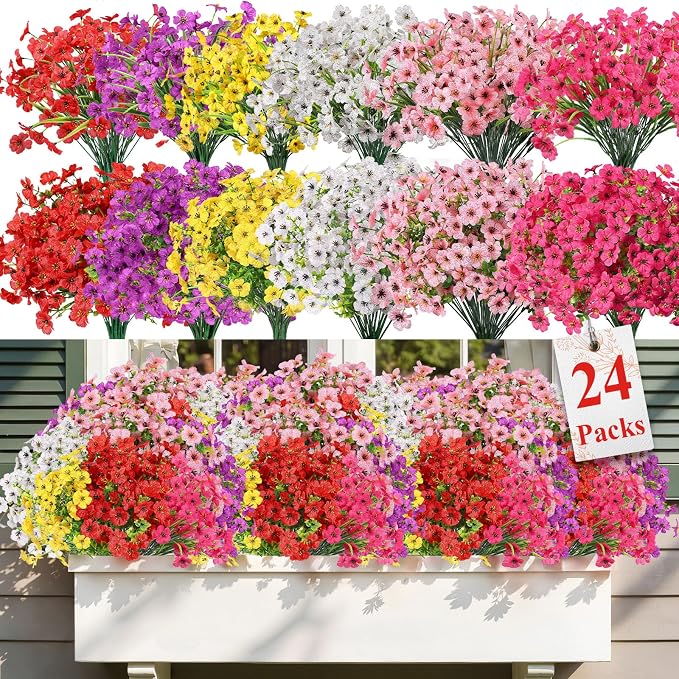 Alupssuc 24 Bundles Artificial Daisy Flowers UV Resistant - Image 2