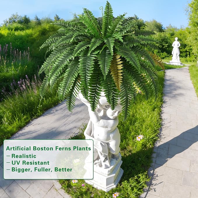 2PCS 45in Fake Ferns- Large Artificial Plants Outdoor, UV Resistant Artificial - Image 9