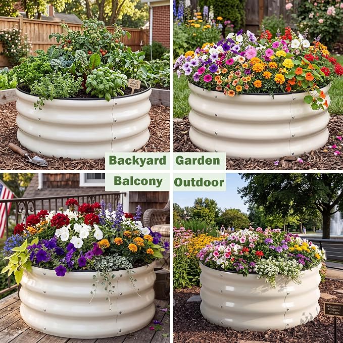 3 PCS Round Raised Garden Bed 2x2x1 ft, Metal Outdoor Planter Box Kit - Image 7