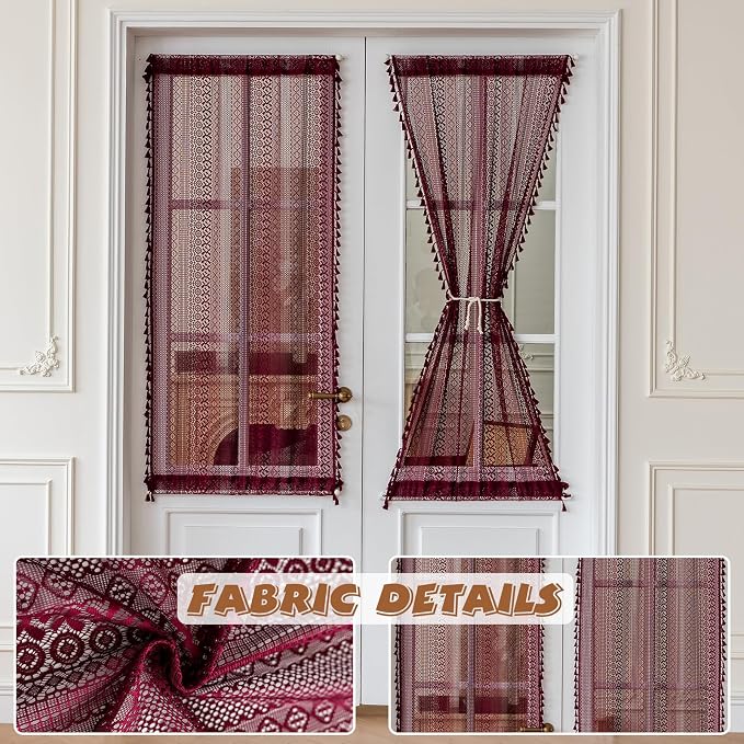 Sutuo Home Burgundy French Door Curtains - Image 4