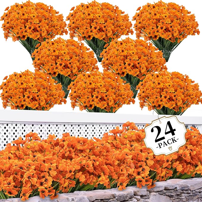 ColoPlay Artificial Mums for Outdoors, 24 Bundles Fake Flowers Fall Decor | by ColoPlay