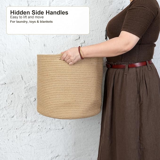 XUANGUO Jute Rope Basket For Girls Boys Kids 16”X14” | Baby Laundry Baskets - Image 3