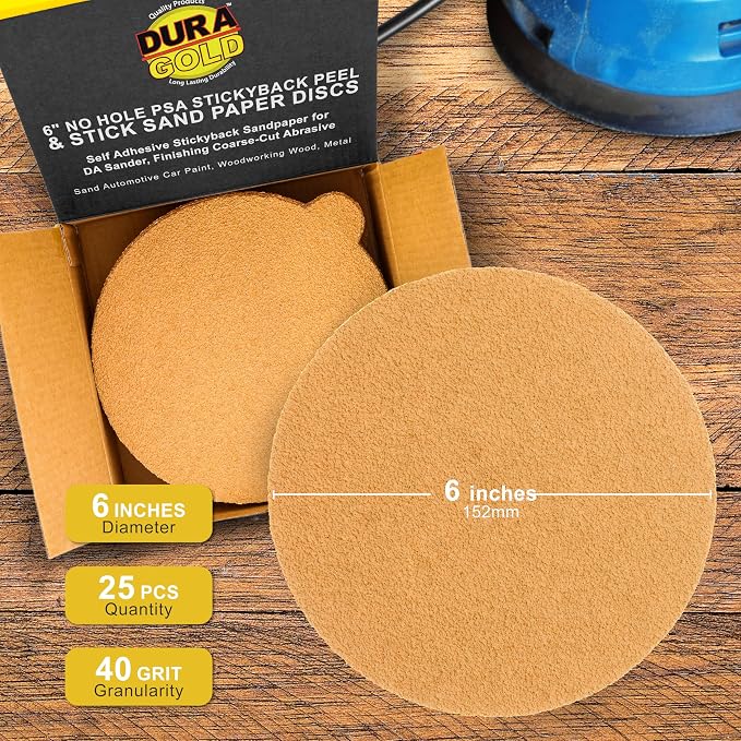Dura-Gold Premium 6" Gold PSA Sanding Discs - Image 2