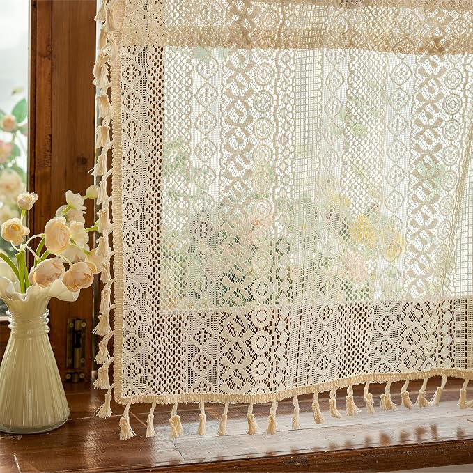 Sutuo Home Beige Boho Short Curtains - Image 9