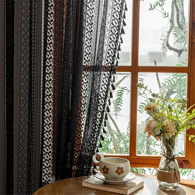 Sutuo Home Lace Boho Curtains 2 Panels - Image 4