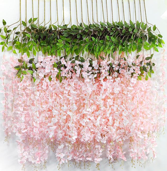 36pcs Artificial Wisteria Flowers 3.6 Feet/Piece Pink Dense Artificial Fake - Image 7