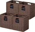 UBBCARE 4 Pack Wicker Basket, 10.5×10.5 Storage Cubes by UBBCARE