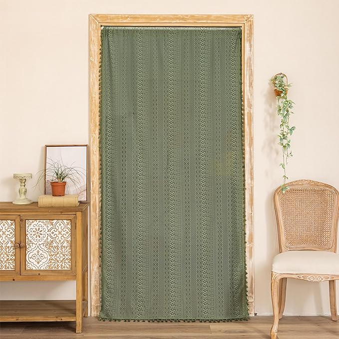 Sutuo Home Olive Green Boho Doorway Curtains - Image 3
