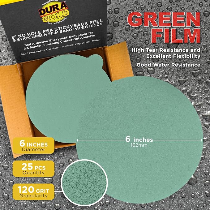 Dura-Gold Premium 6" Green Film PSA Sanding Discs - Image 2