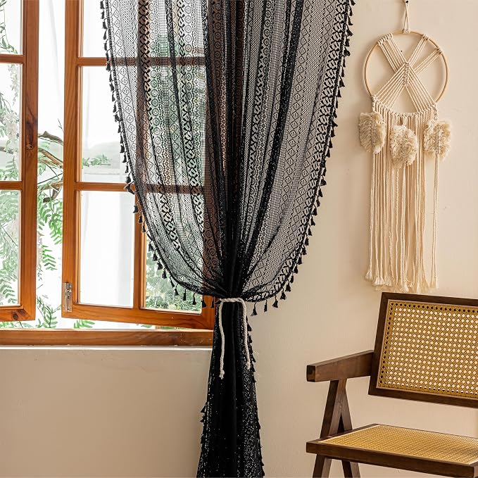 Sutuo Home Lace Boho Curtains 2 Panels - Image 3