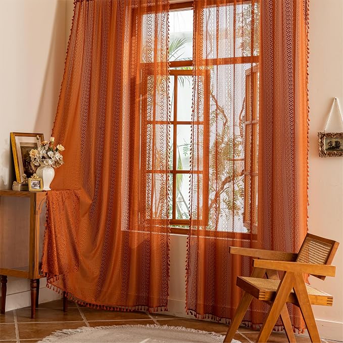 Sutuo Home Boho Sheer Curtains 63 Inch Length - Image 9