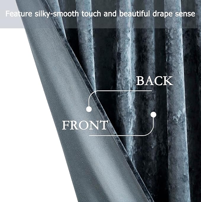 Chezmoi Collection Lux Storm Blue Crushed Velvet Curtains 2 Panel Set - Image 4