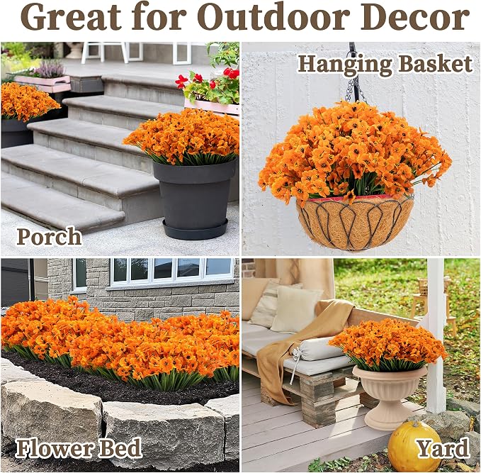 ColoPlay Artificial Mums for Outdoors, 72 Bundles Fake Flowers Fall Decor | - Image 6