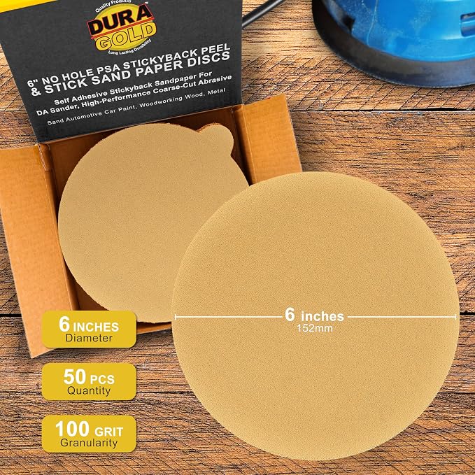 Dura-Gold Premium 6" Gold PSA Sanding Discs - Image 2