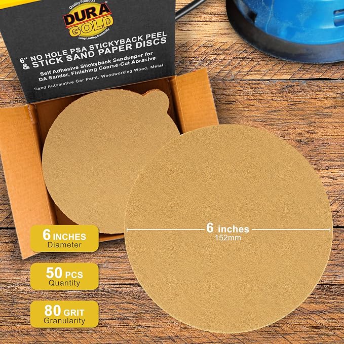 Dura-Gold Premium 6" Gold PSA Sanding Discs - Image 2