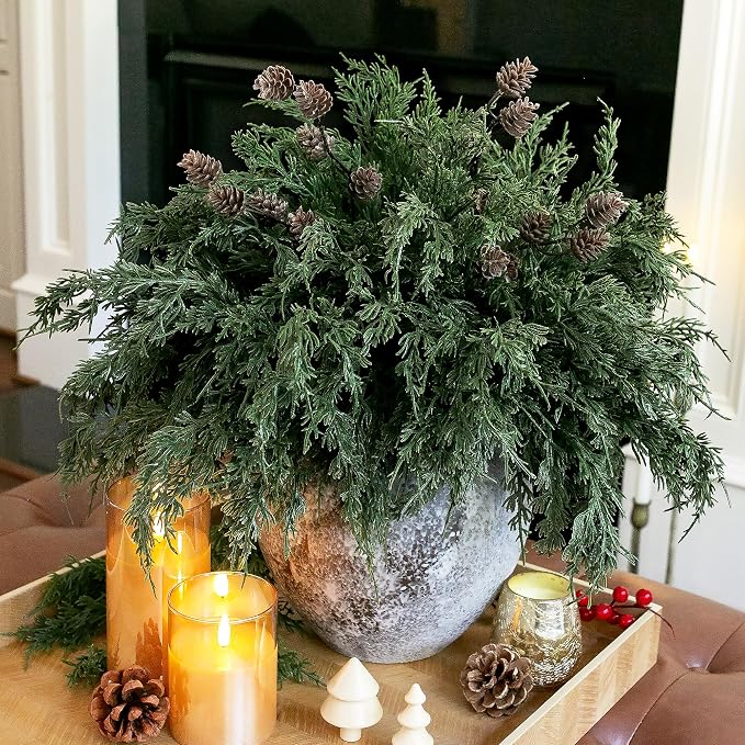 Faux Cedar Stems Artificial Norfolk Pine Branches - Image 2