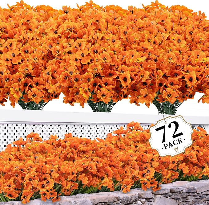 ColoPlay Artificial Mums for Outdoors, 72 Bundles Fake Flowers Fall Decor | by ColoPlay