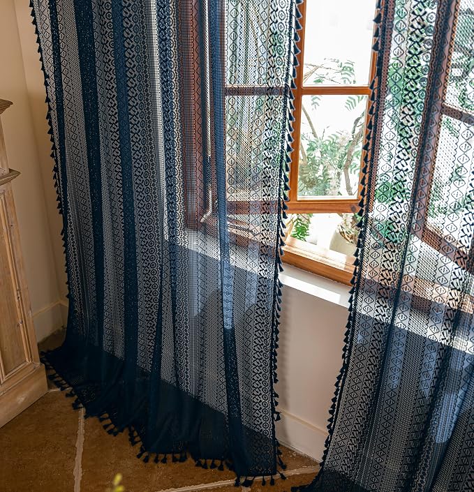Sutuo Home Sheer Boho Curtains 63 Inch Length - Image 8