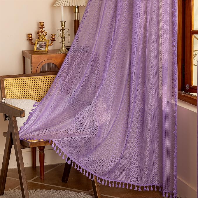 Sutuo Home Lavendar Boho Curtains 84 inches Long - Image 8