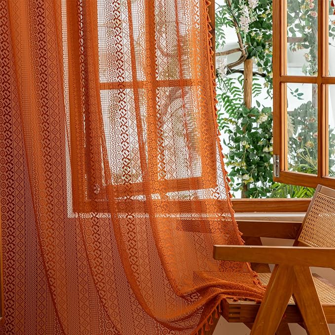 Sutuo Home Boho Sheer Curtains 63 Inch Length by SutuoHome