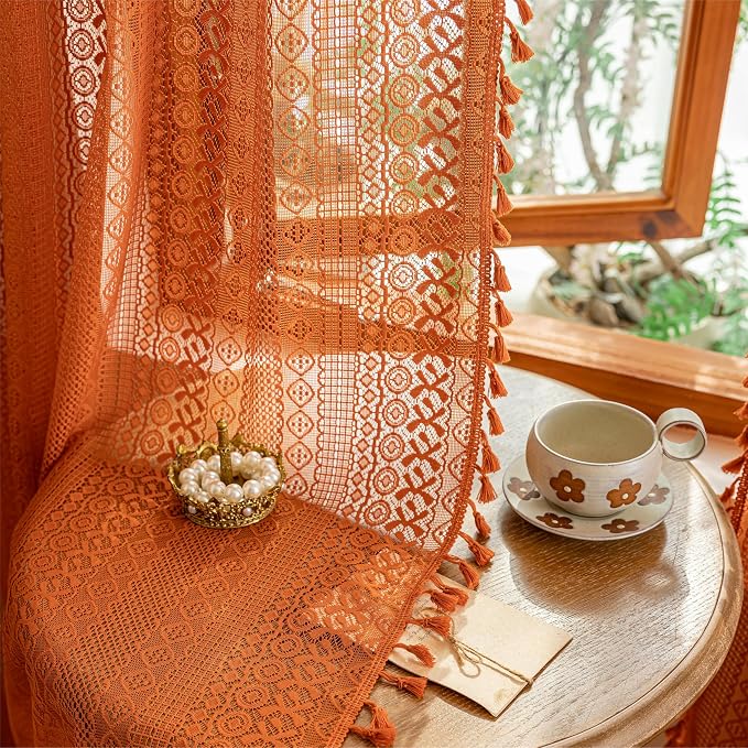 Sutuo Home Boho Sheer Curtains 63 Inch Length - Image 4