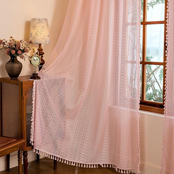 Sutuo Home Light Pink Boho Curtains 84 inches Long - Image 8
