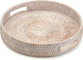 14" Round Rattan Tray, Hand Woven Serving Tray by XIMISISE