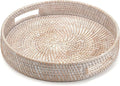 11.8" Round Rattan Tray, Hand Woven Serving Tray by XIMISISE