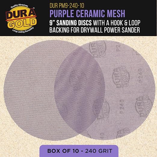 Dura-Gold Premium 240 Grit 9" Purple Ceramic Mesh Sanding Discs, Box of 10 - Image 2