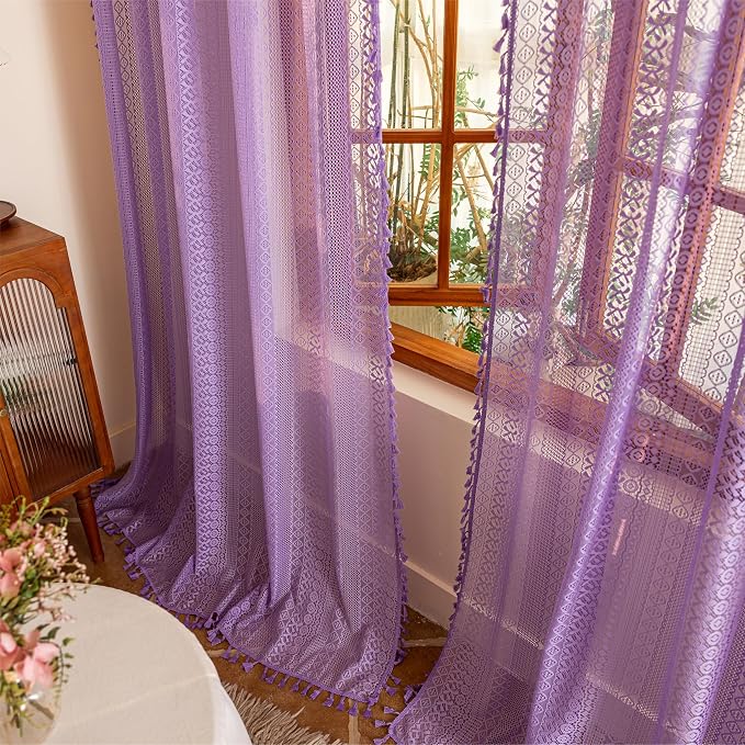 Sutuo Home Lavendar Boho Curtains 84 inches Long by SutuoHome
